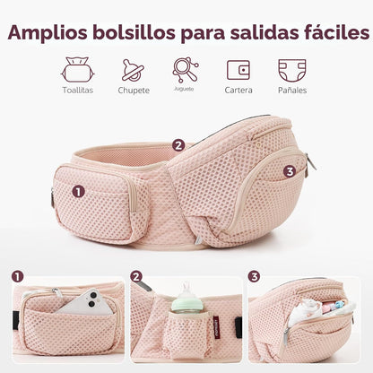 Momcozy Portabebés con asiento de cadera, transporte orientado haci...