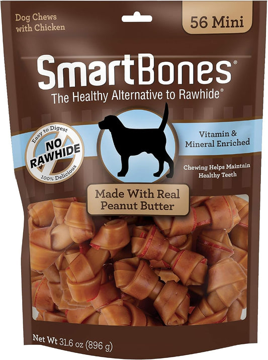 SmartBones Mini huesos con mantequilla de maní real, 56 unidades, m...