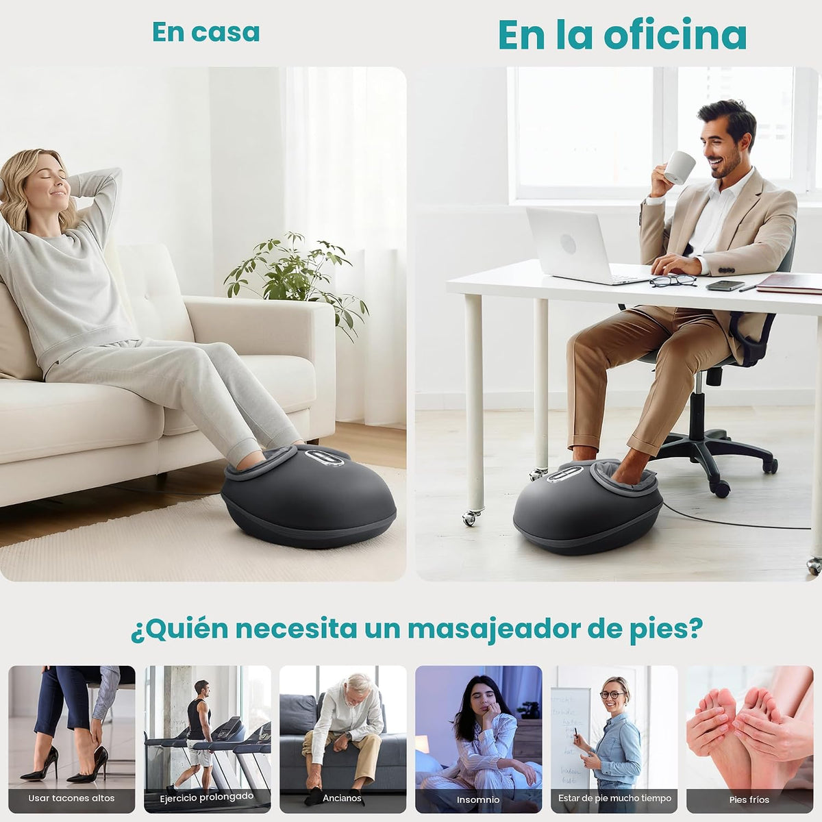 Nekteck Shiatsu - Masajeador de pies con compresión de calor y aire...