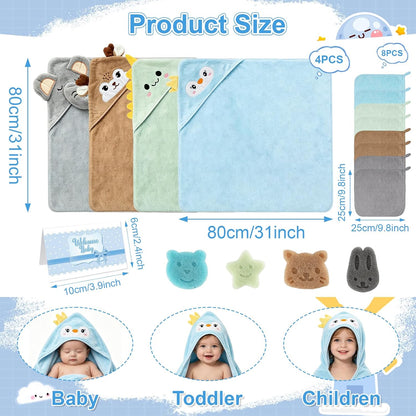 Juego de 16 toallas de baño para bebés y niños pequeños, 4 toallas...
