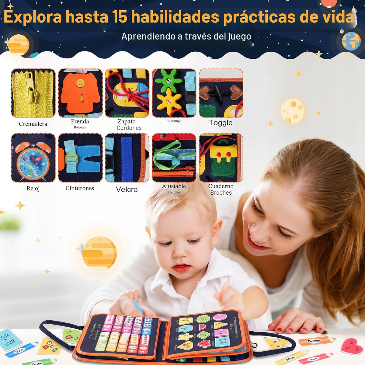 Tabla Ocupada de Juego Montessori para Niños Pequeños: Juguetes Mon...