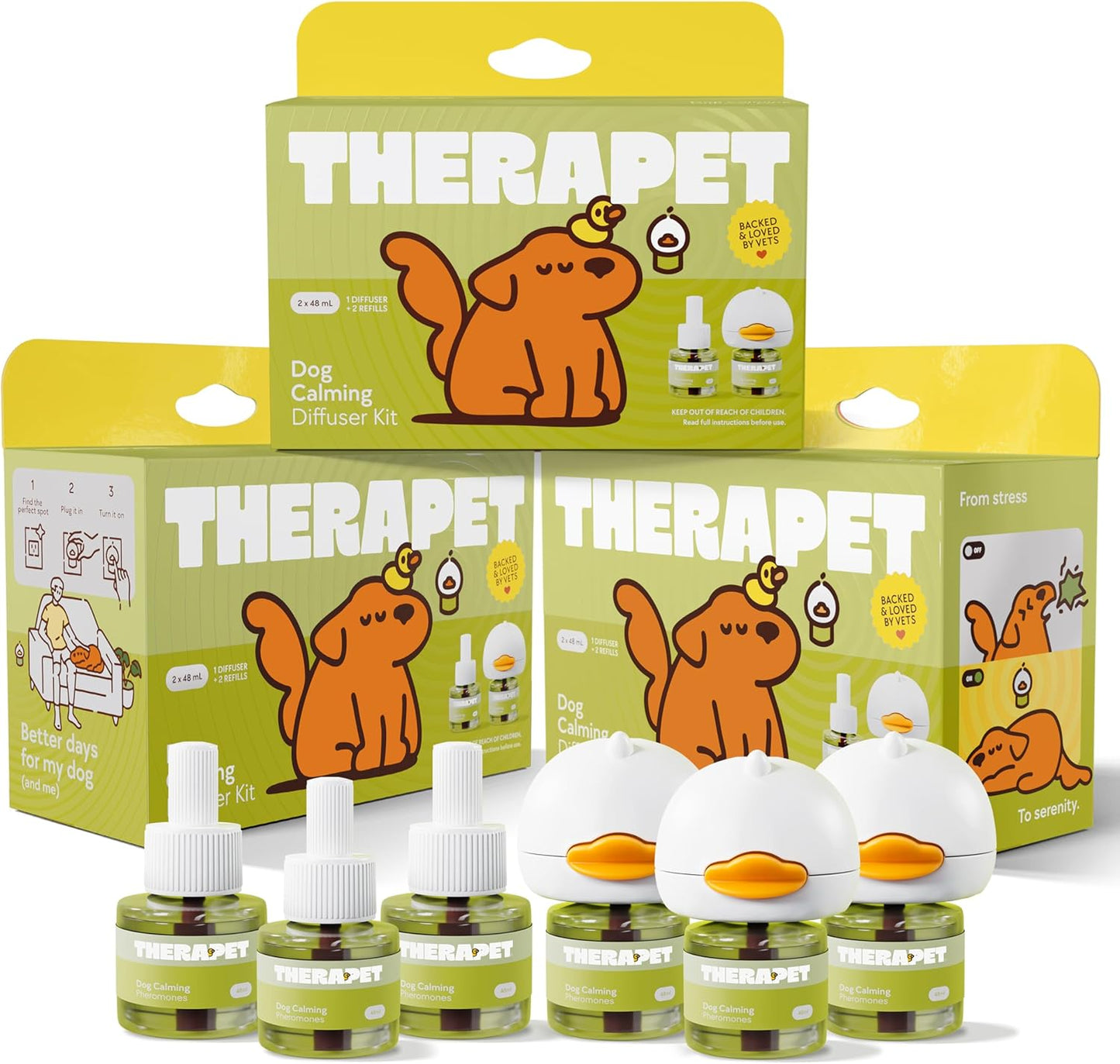 TherapetMD Paquete de 3 kits de difusor calmante para perros de 180...