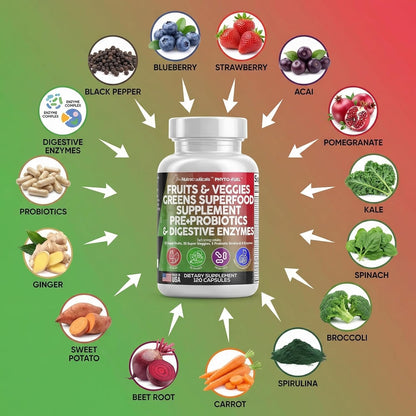 Clean Nutraceuticals Suplemento de frutas y verduras Superalimento...
