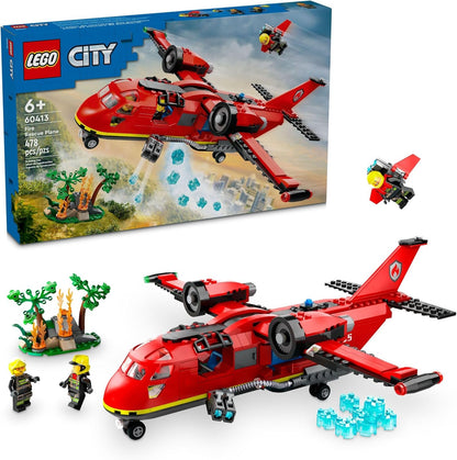 LEGO City Avión de Rescate de Bomberos - Juego de Bloques de Construcción para Niños y Niñas, Edades 6+ - Juego de Simulación para Juego de Roles para Niños - Regalo para Navidad - 60413