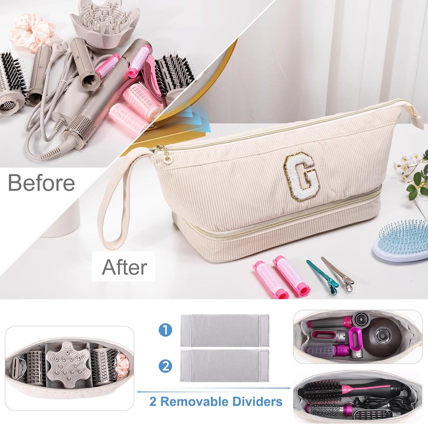 Estuche Personalizado Inicial para Secador de Pelo, Estuche de Tran...