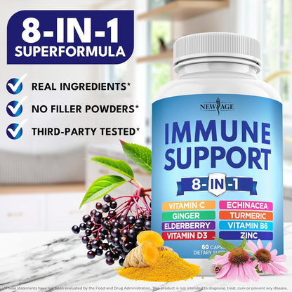 Suplemento potenciador de apoyo inmunológico 8 en 1 con equinácea,...