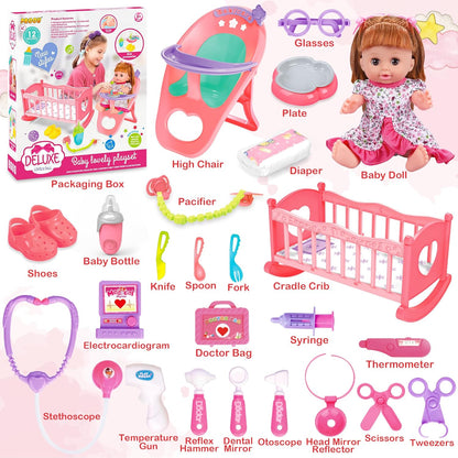 Juego de juguetes para muñecas de bebé, juguetes de muñeca de 14...