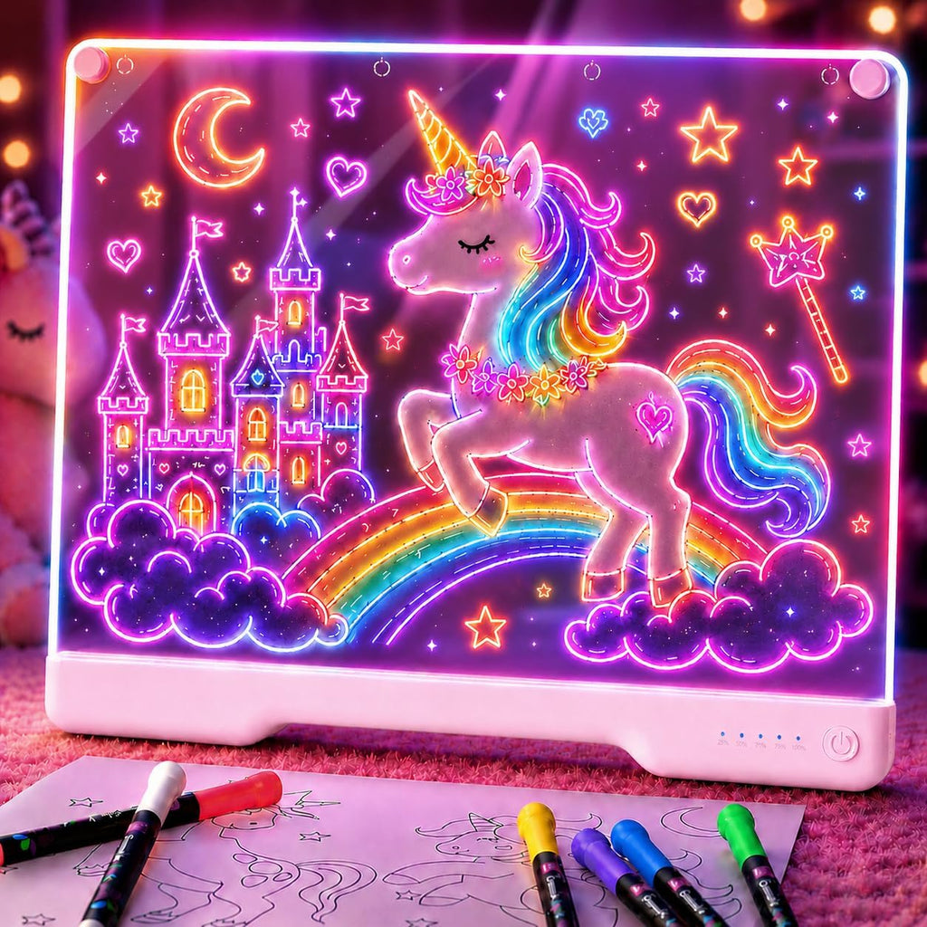 Geokay Tablero de dibujo LED recargable de 16" con efectos de l...