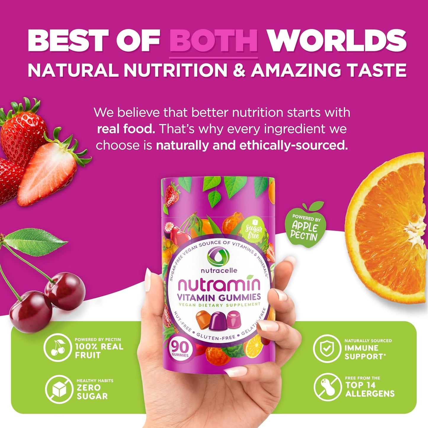 NUTRAMIN - Gomitas multivitamínicas veganas diarias sin OMG, vitami...
