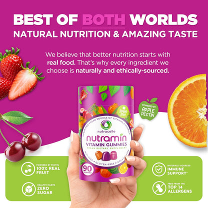 NUTRAMIN - Gomitas multivitamínicas veganas diarias sin OMG, vitami...