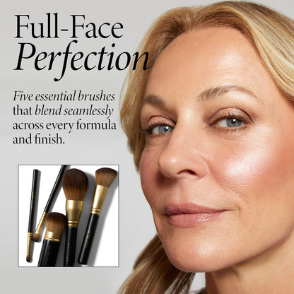 LAURA GELLER NEW YORK Pinceles de maquillaje profesional cosmético - Libre de crueldad - 05 cepillos de cara completa Set 5 piezas