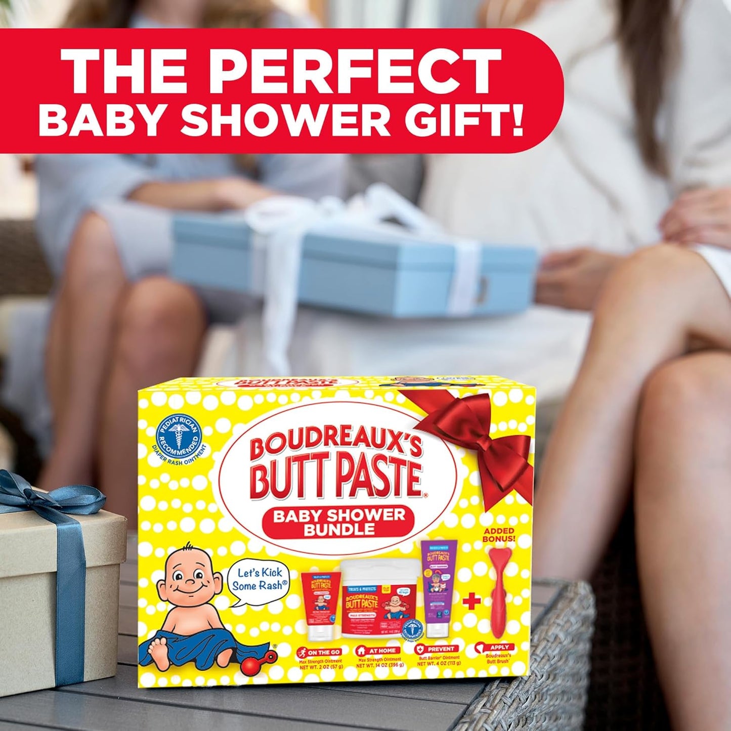 Boudreaux's Butt Paste Paquete de baby shower con 3 productos esenciales para recién nacidos: crema de óxido de zinc para sarpullido del pañal (tarro de 14 onzas y tubo de 2 onzas), ungüento