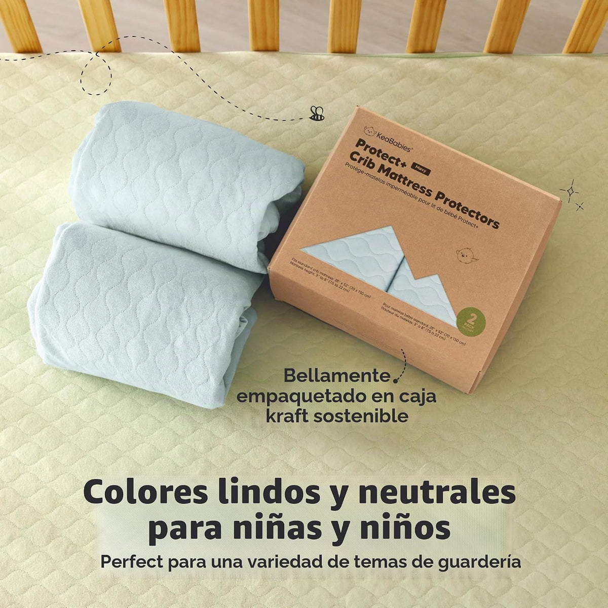 Paquete de 2 fundas protectoras de colchón impermeables para cuna,...
