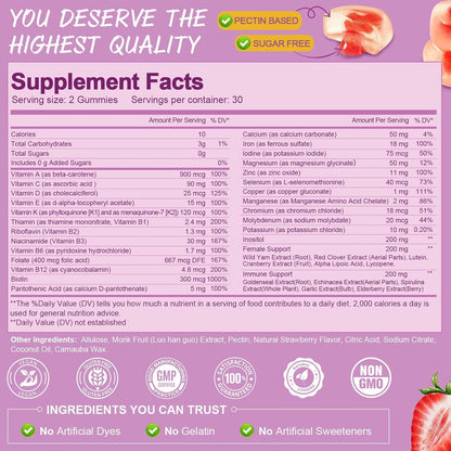 Totaria Gomitas multivitamínicas sin azúcar para mujeres mayores de...