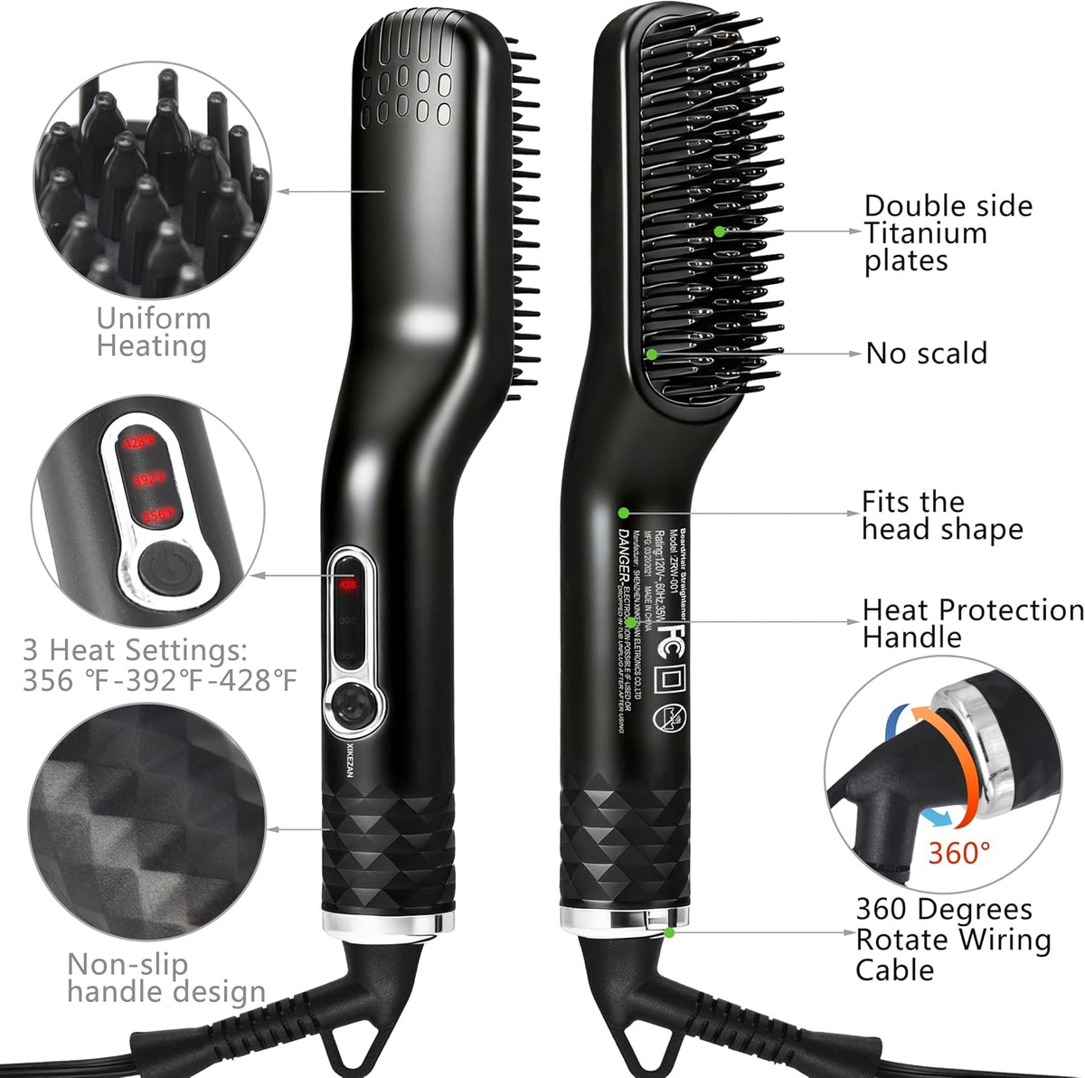 Alisador de barba para hombres, con peine de doble acción para todo...