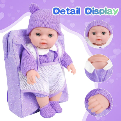 ZNTWEI Juego de muñeca bebé con mochila de 12 pulgadas con muñecas...