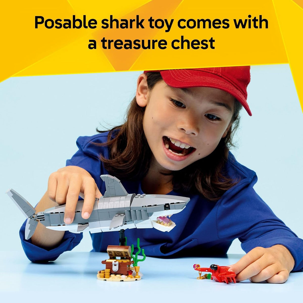 LEGO Creator - Juguete de construcción de tiburón feroz con cofre d...