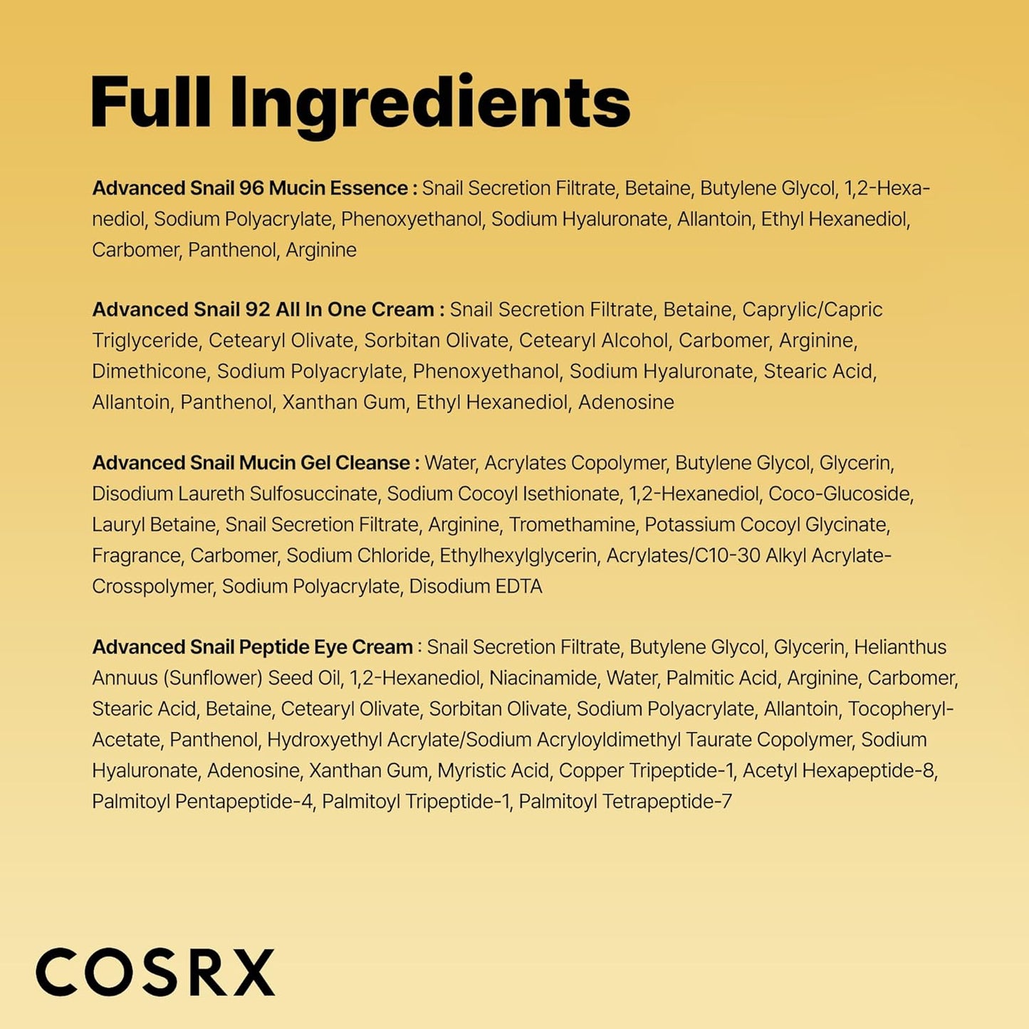 COSRX All About Snail Mucin - Juego de cuidado de la piel coreano, mini artículos esenciales de viaje, juego de regalo de tamaño de viaje con lavado facial de mucina de caracol, suero, crema hidratante y crema para ojos, kit rejuvenecedor