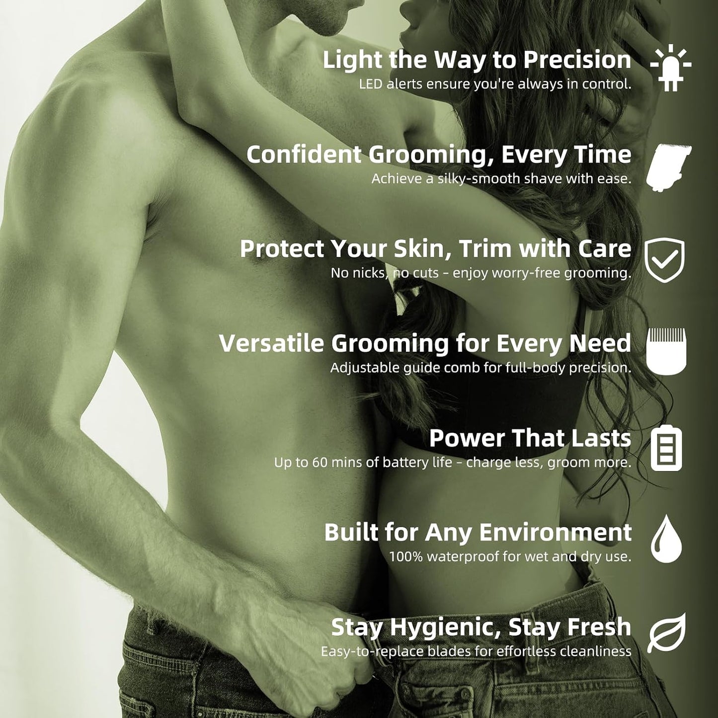 VIKICON Recortadora íntima para hombres, recortadora impermeable pa...