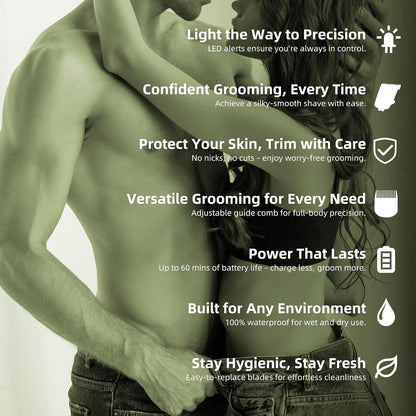 VIKICON Recortadora íntima para hombres, recortadora impermeable pa...