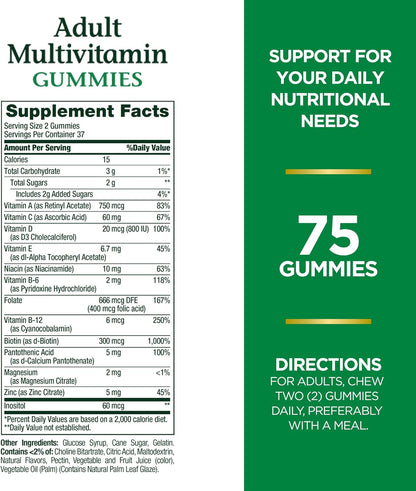 Nature's Bounty Gomitas multivitamínicas para adultos, suplemen...