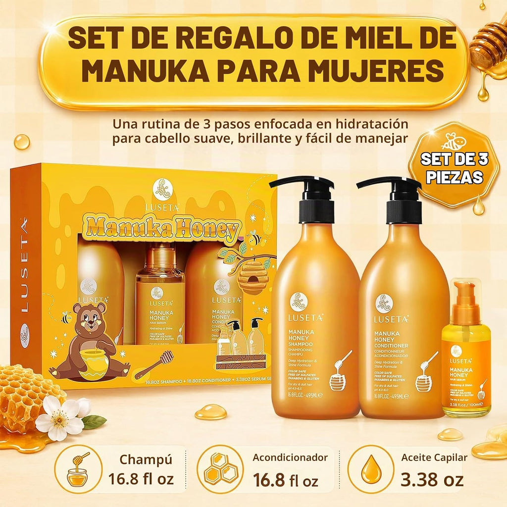 Luseta Manuka Honey - Set de regalo para el cuidado del cabello par...