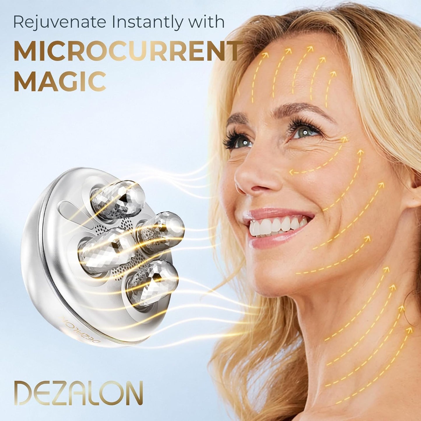 DEZALON Dispositivo facial de microcorriente, herramienta de masaje...