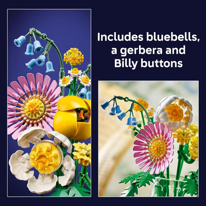 LEGO Botanicals - Juguete de construcción de ramo pequeño soleado – Arreglo floral de bricolaje para niñas y niños, a partir de 9 años, regalo para cumpleaños, dormitorio, escritorio, decoración del