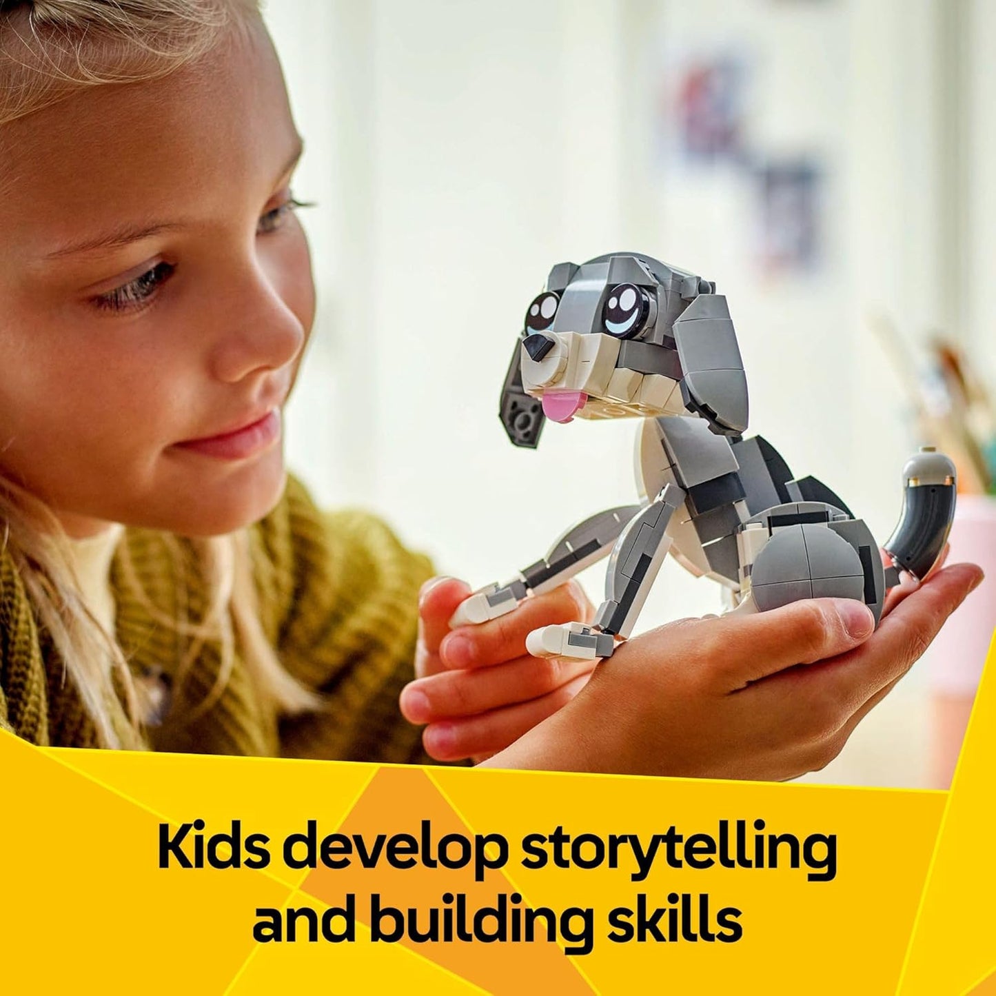 LEGO Creator 3 en 1 Juguete de Gato Juguetón - Juguete de Construcción con 3 Opciones de Construcción, Gato, Perro o Paloma - Regalo de Cumpleaños para Niños - Figuras de Animales para Niños, Niñas y
