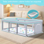 Fshibila Corralito grande de 74 x 50 pulgadas, corralito para bebés...