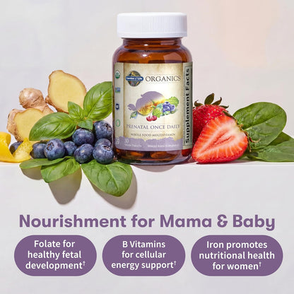 Garden of Life Organics Vitamina prenatal: Ácido fólico para energí...