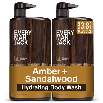 Every Man Jack Gel de baño nutritivo ámbar + sándalo para hombre pa...