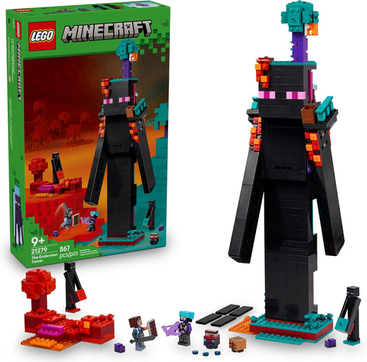 LEGO Minecraft The Enderman Tower - Juguete de construcción para niños y niñas - Set de construcción de videojuegos para niños, edades 9+ - 2 juguetes en 1 para juego imaginativo jugador contra
