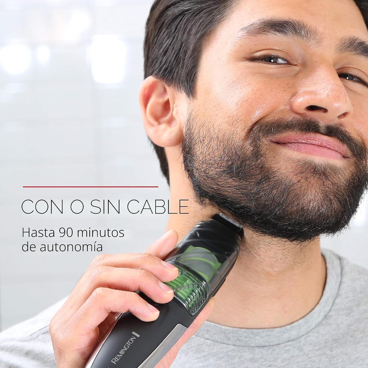 Remington Recortadora de barba al vacío, 13 ajustes de longitud y e...