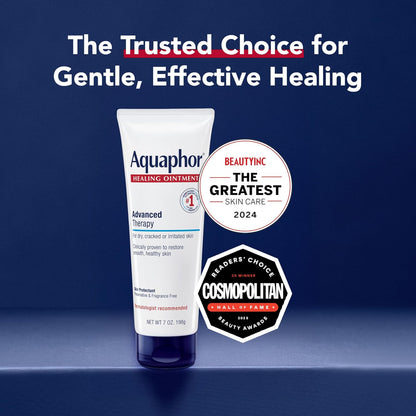 Aquaphor Ungüento Curativo de Terapia Avanzada, Protector de la Piel, Hidratante para Piel Seca, Tubo de 7 Onzas