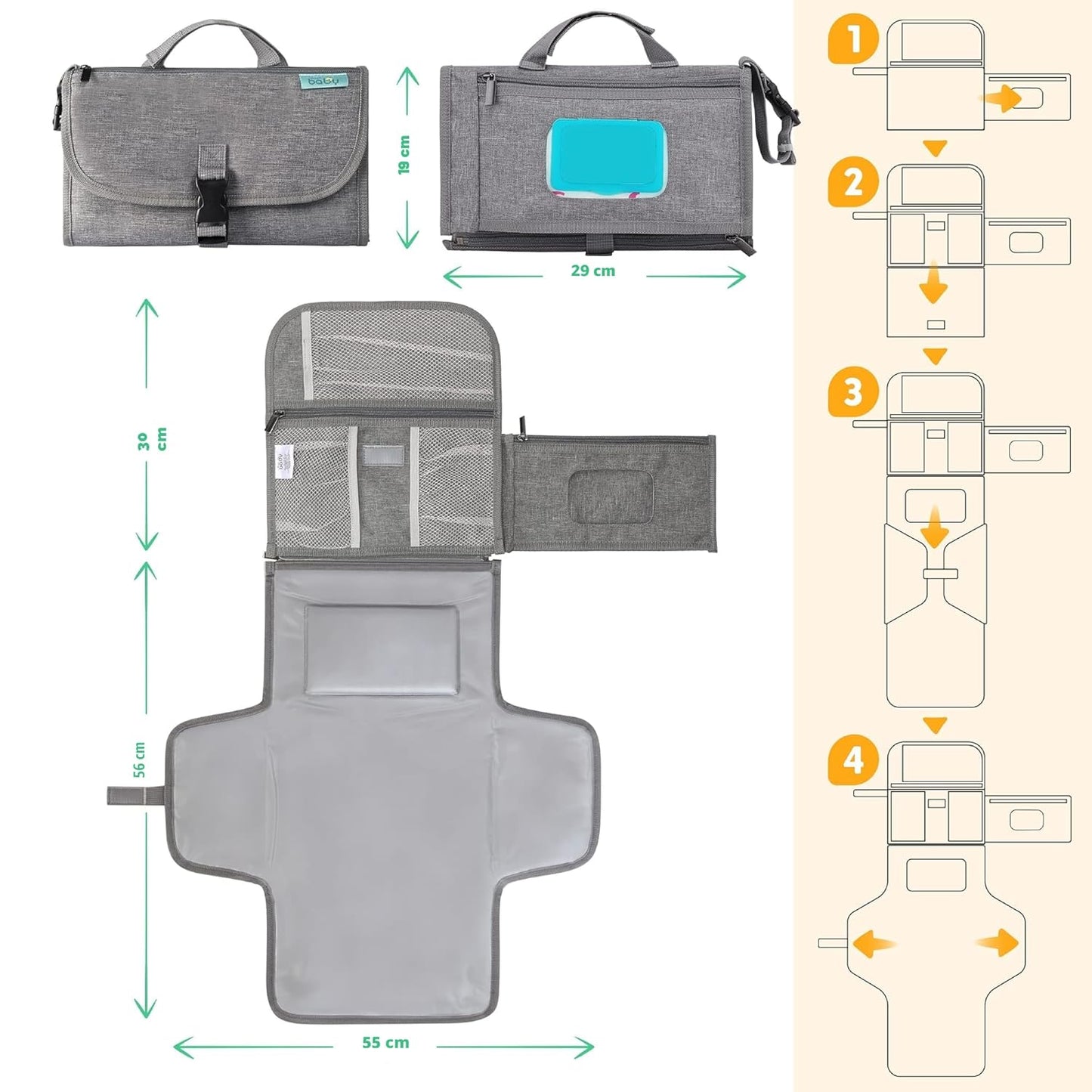 Kopi Baby Cambiador de pañales portátil, bolsa de viaje para cambia...