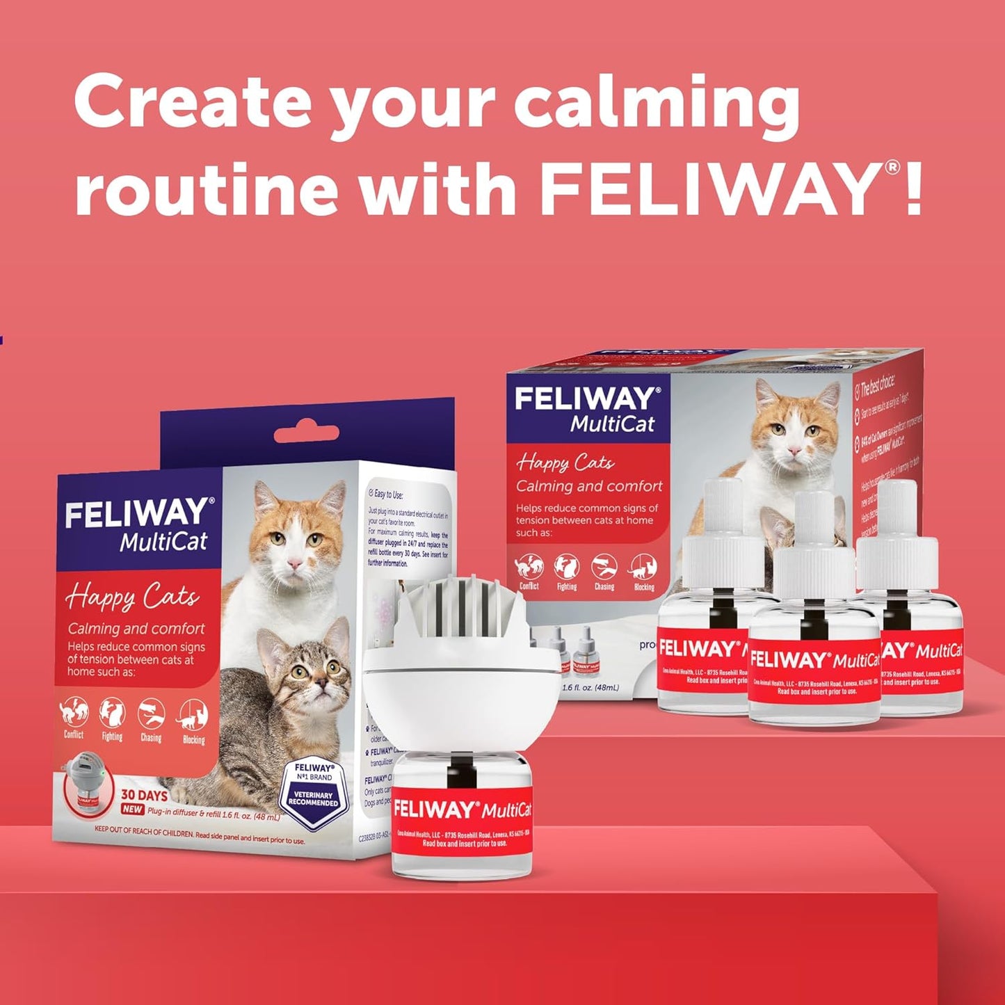 Feliway MultiCat (48 ml) Relleno de difusor | Armonía constante y c...