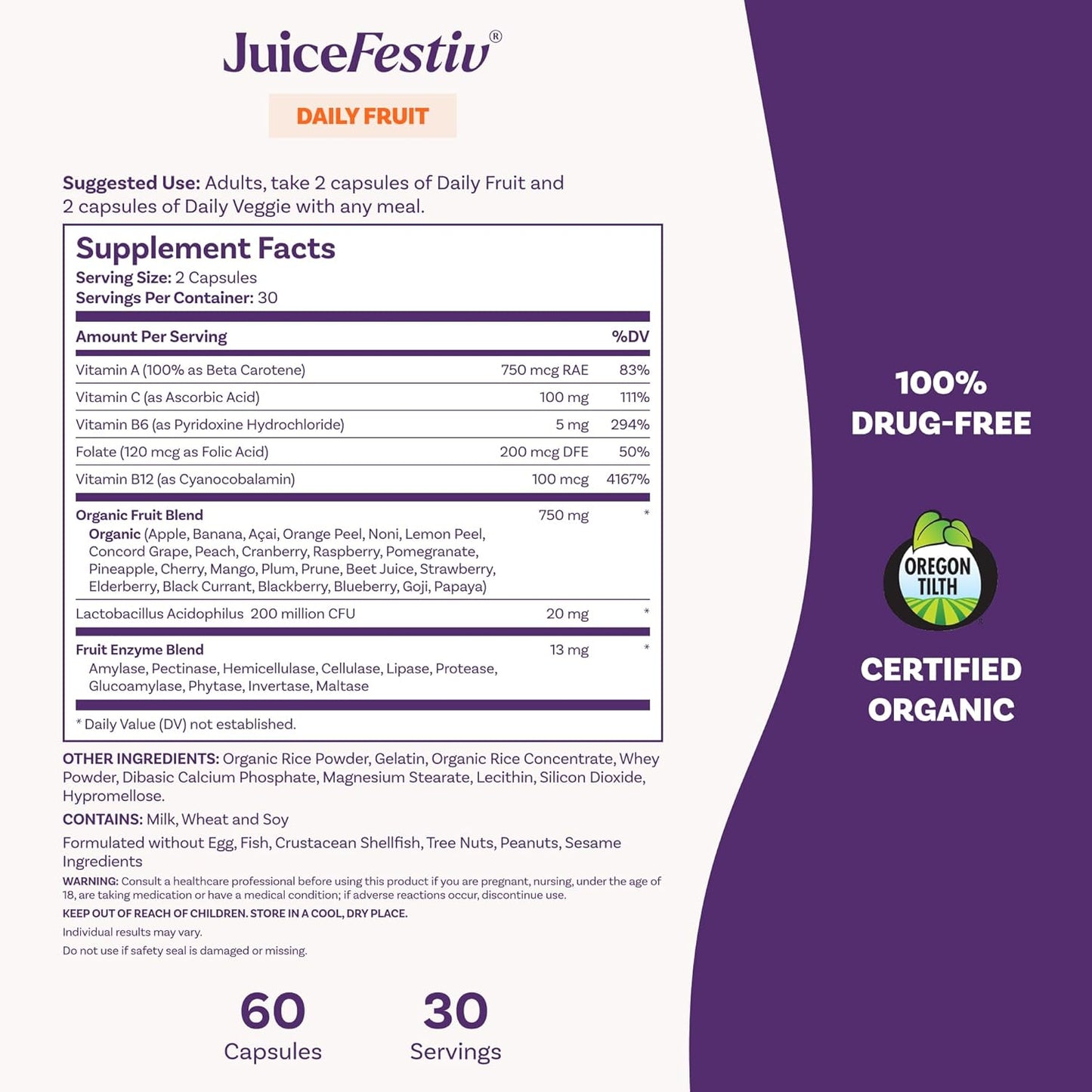 Suplemento nutricional en cápsulas Natrol JuiceFestiv (60 cápsulas...