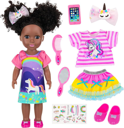 Ecore Fun Muñeca Negra de 14 Pulgadas con Accesorios de Ropa para M...