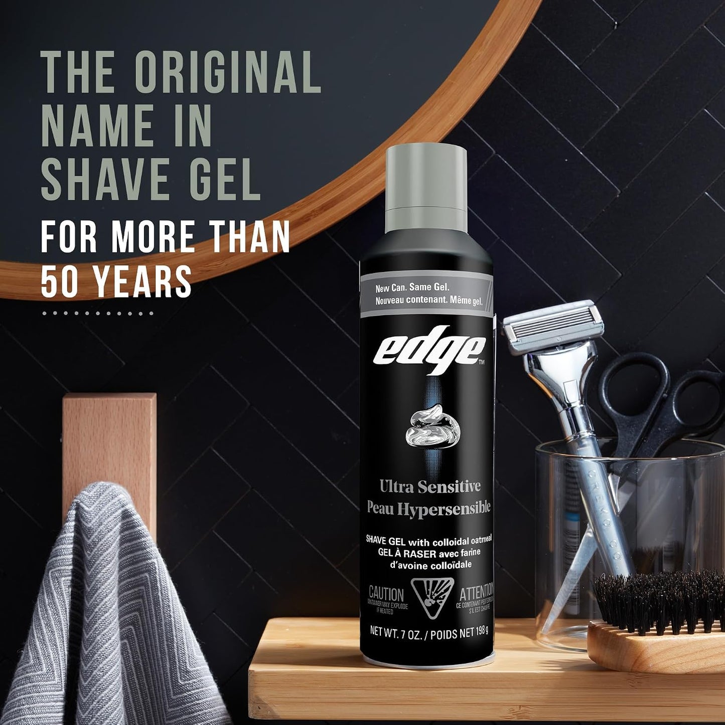 Edge Gel de afeitado para hombres, ultra sensible con avena coloida...