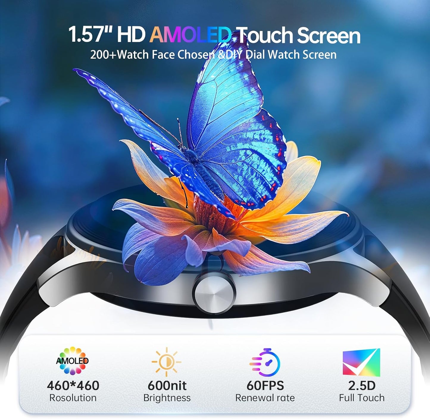 Woneligo Reloj inteligente para hombre, AMOLED de 1.57 pulgadas, pa...