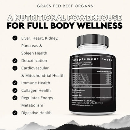 Ancestral Supplements Suplemento de órgano de res alimentado con pa...
