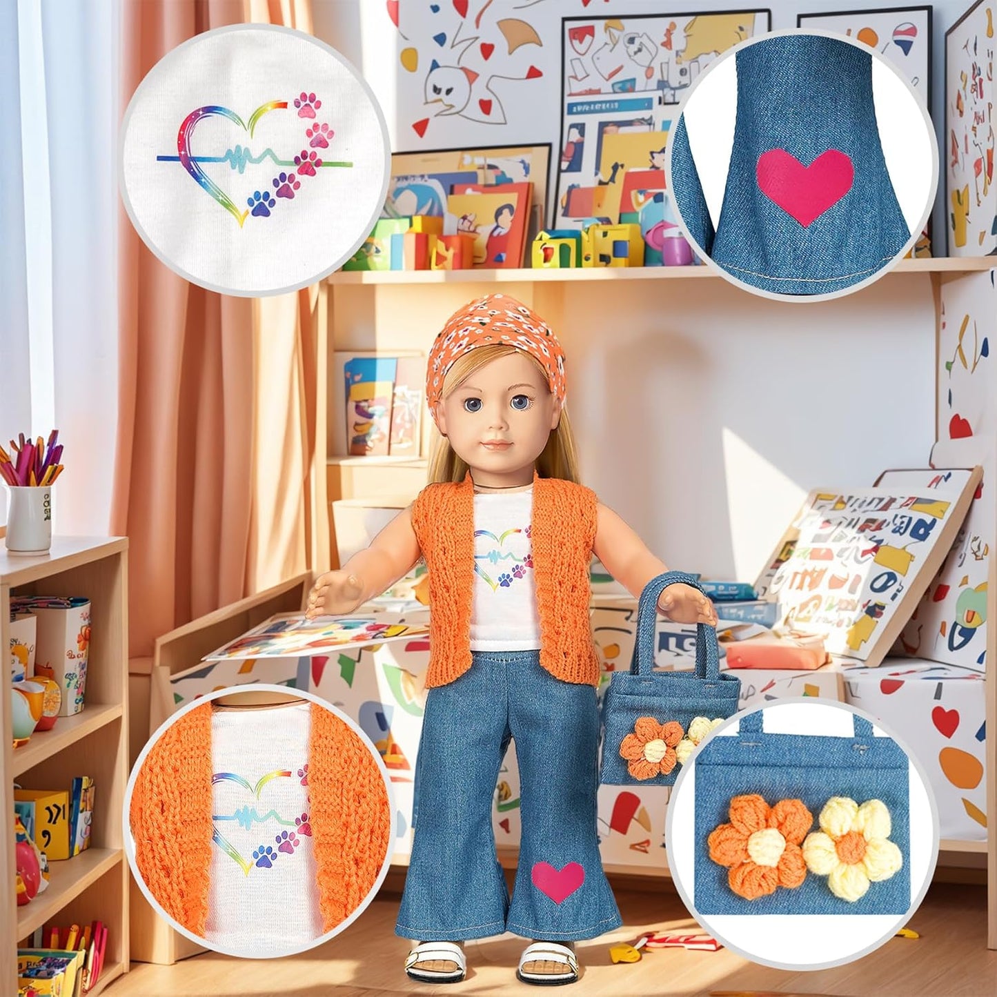 ARTST Accesorios de ropa para muñecas de 18 pulgadas, ropa american...