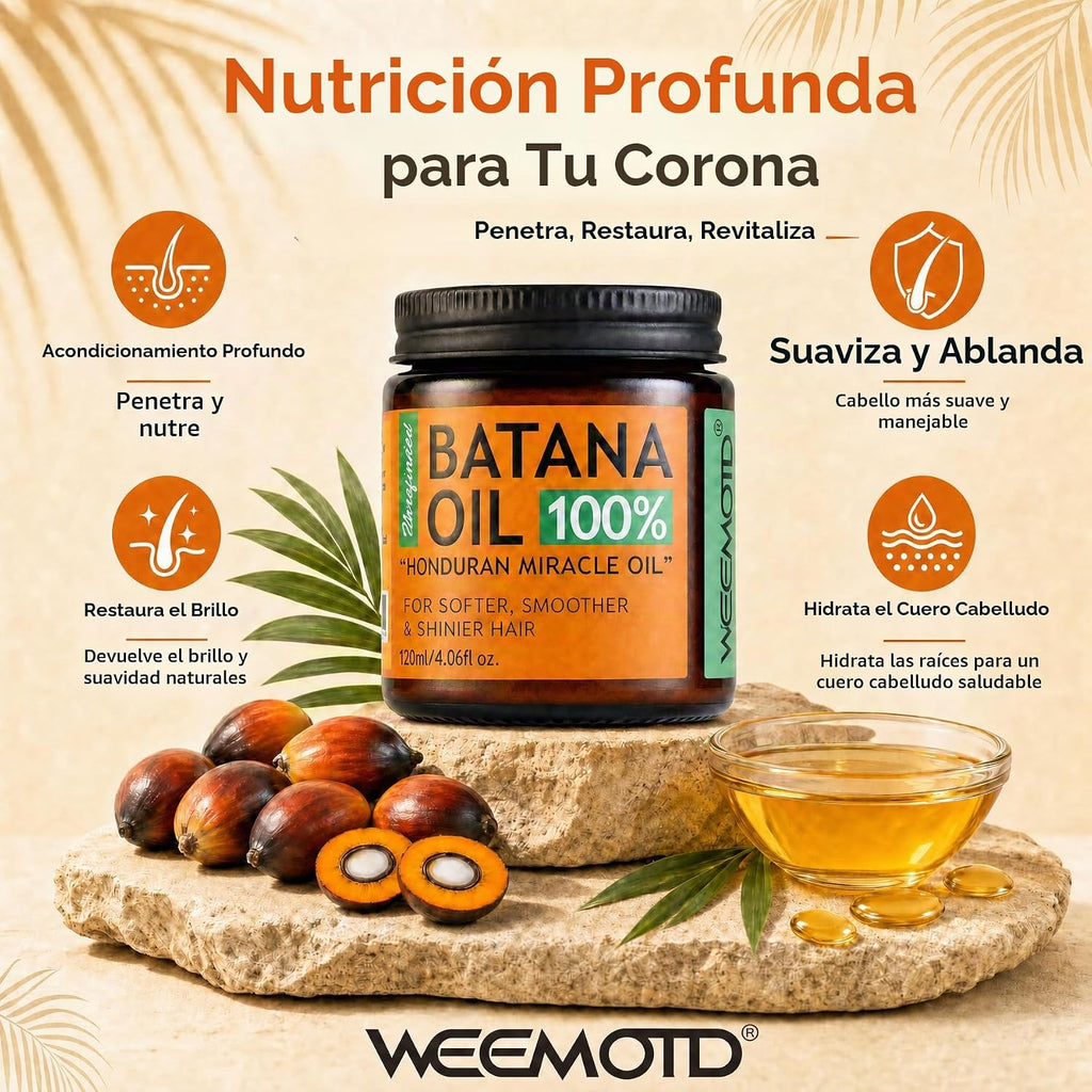 Aceite de batana 100% crudo para cabello de Honduras, 4.06 onzas lí...