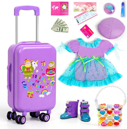 WONDOLL Ropa y accesorios para muñecas de 18 pulgadas, equipaje de...