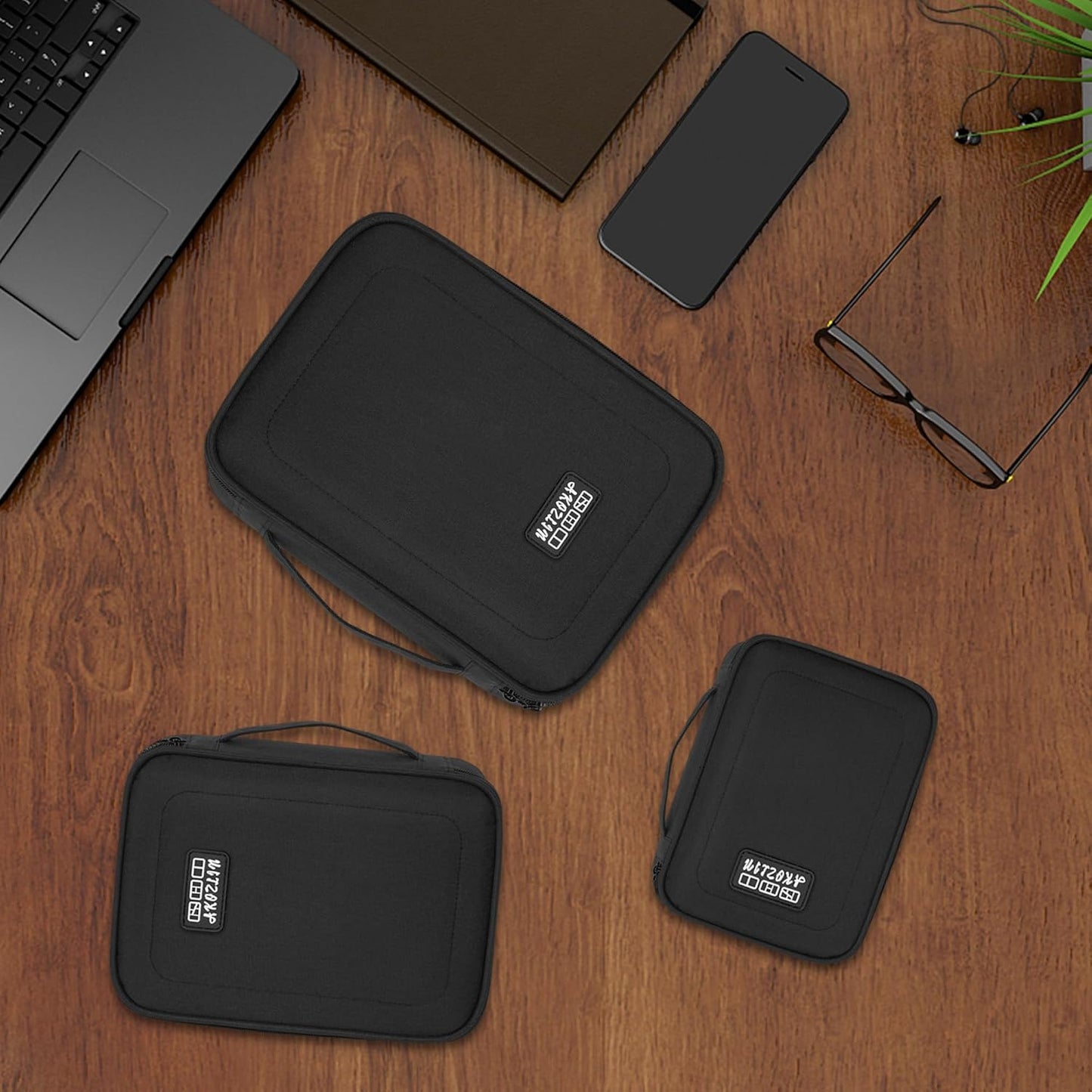 AKOZLIN Estuche organizador de cables con divisor ajustable, 3 unid...