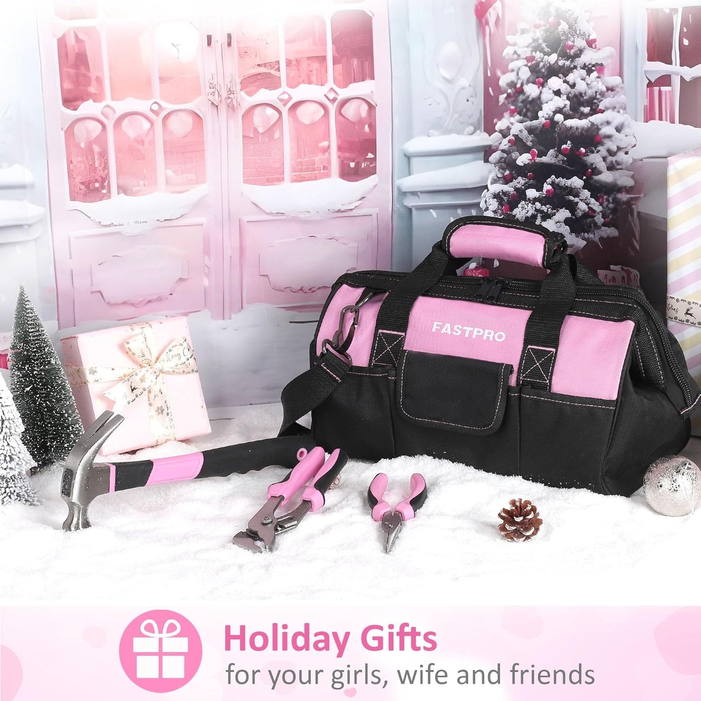FASTPRO Juego de herramientas rosa, 220 piezas Lady's Home Repa...
