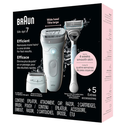 Braun Depiladora Silk-épil 7, húmeda y seca, cabeza ancha, incluye...
