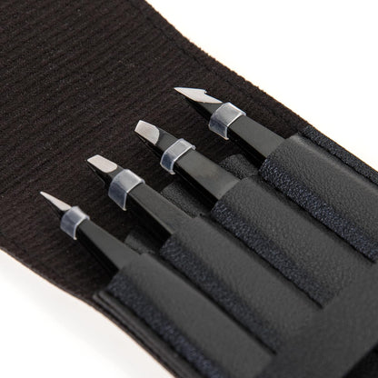 Tweezer Master Juego de pinzas profesionales [negro] - Puntas incli...