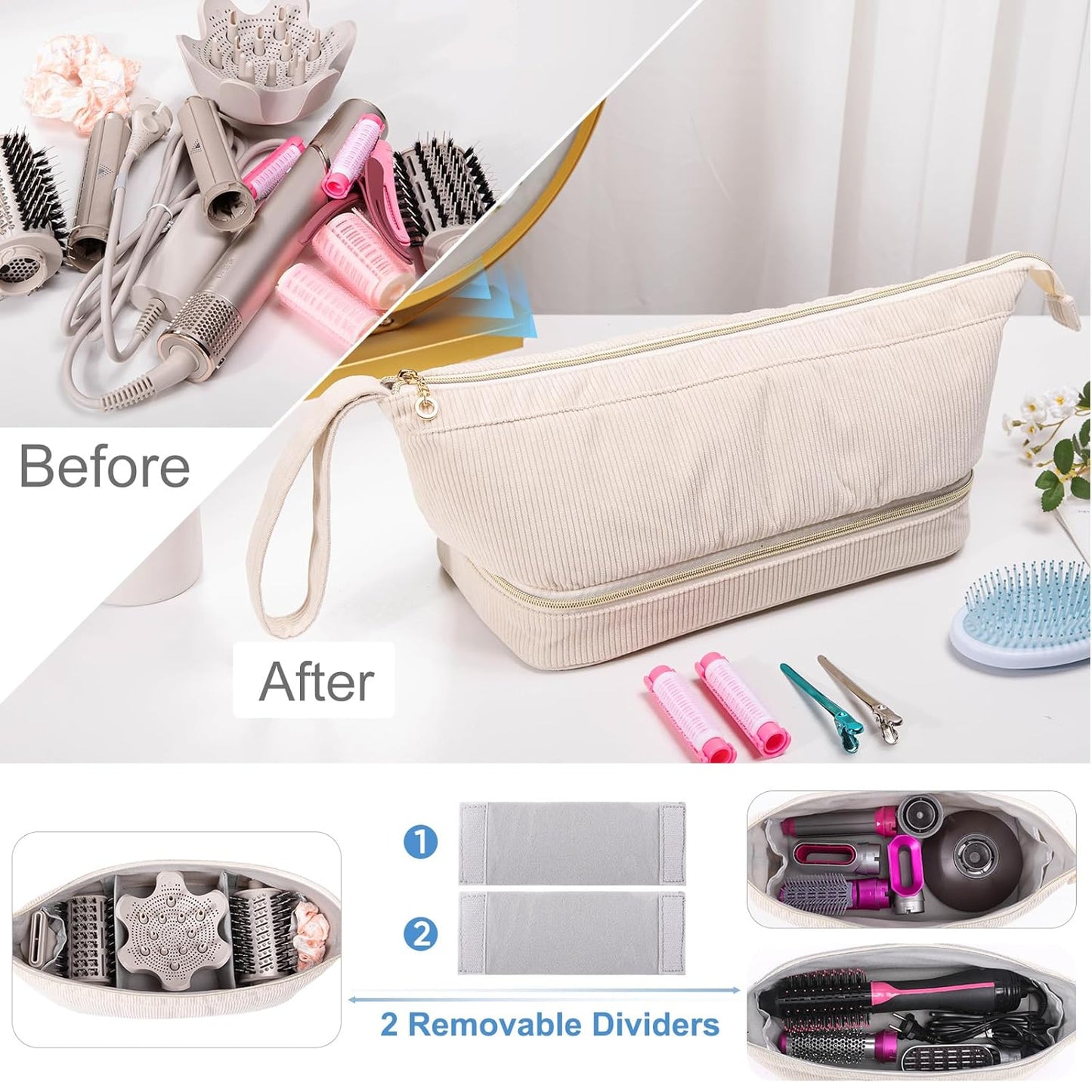 ELCUPA Estuche para secador de pelo, herramientas de pelo de doble...
